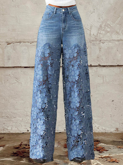 Daisy | Women's jeans with lace and patchwork