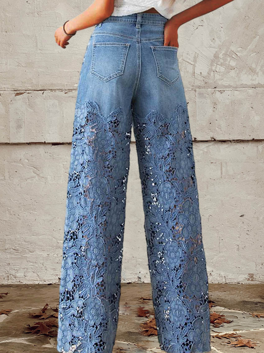 Daisy | Women's jeans with lace and patchwork