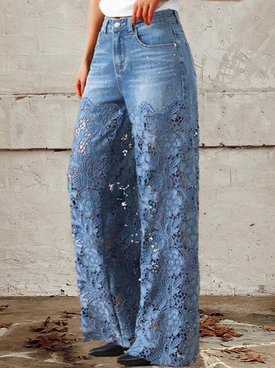 Daisy | Women's jeans with lace and patchwork