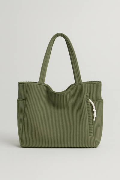 Tilda – Ribbed Tote Bag with drawstring detail