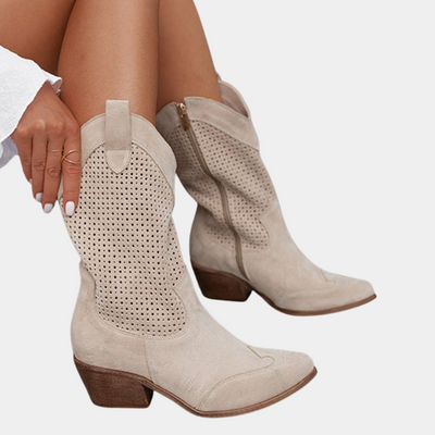 Norah Pointed-Toe Ankle Boots with Low Heel