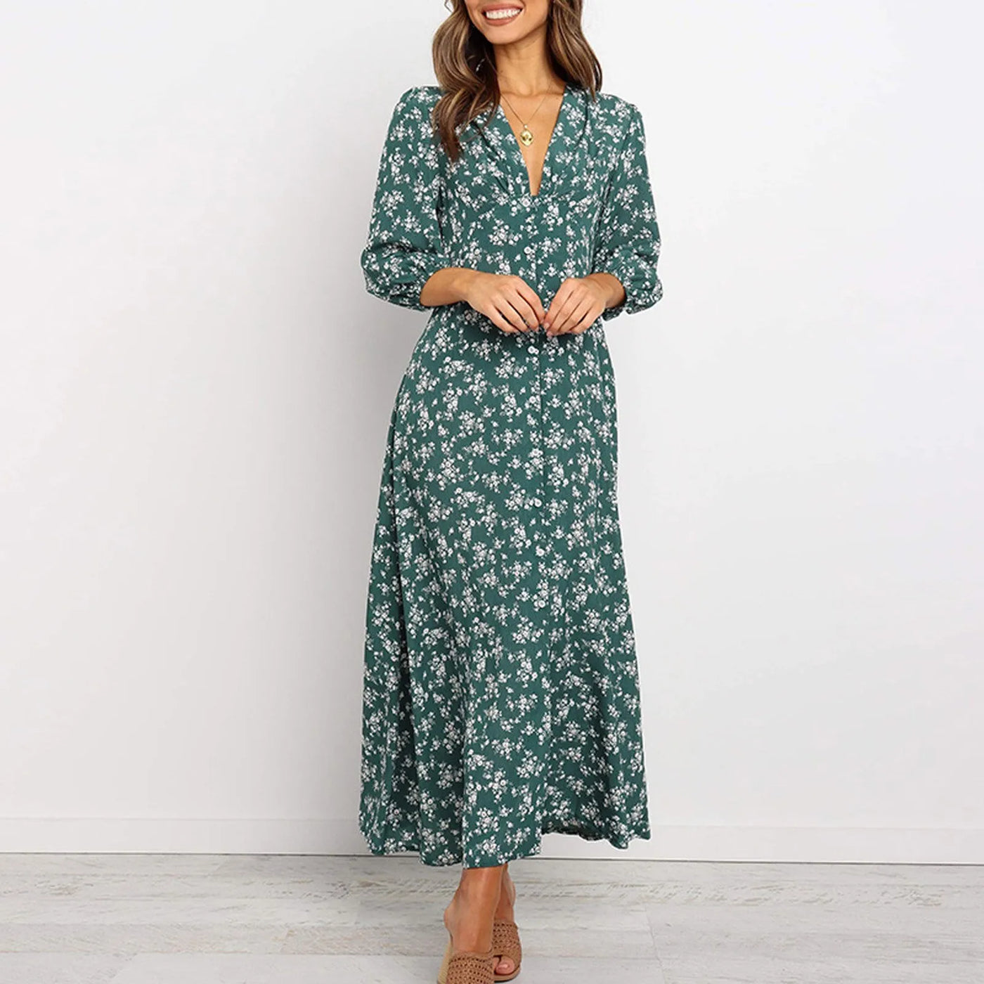 Melina Bohemian Floral Print Long Dress