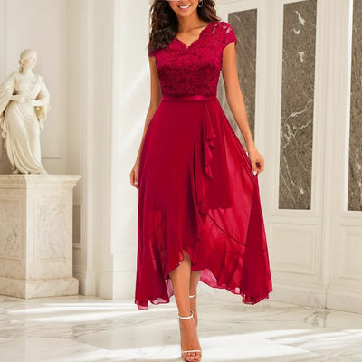Candace™ | V Neck Ruffles Dress