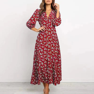 Melina Bohemian Floral Print Long Dress
