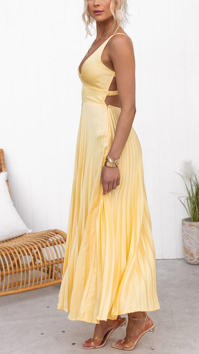 Lyra Sunlit Pleated Maxi Dress