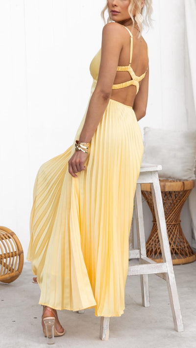 Lyra Sunlit Pleated Maxi Dress