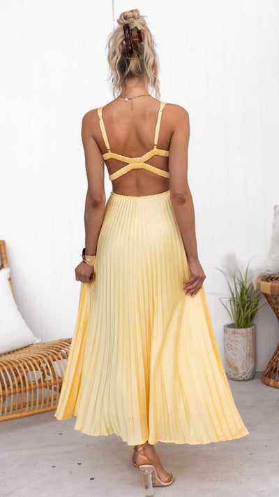 Lyra Sunlit Pleated Maxi Dress
