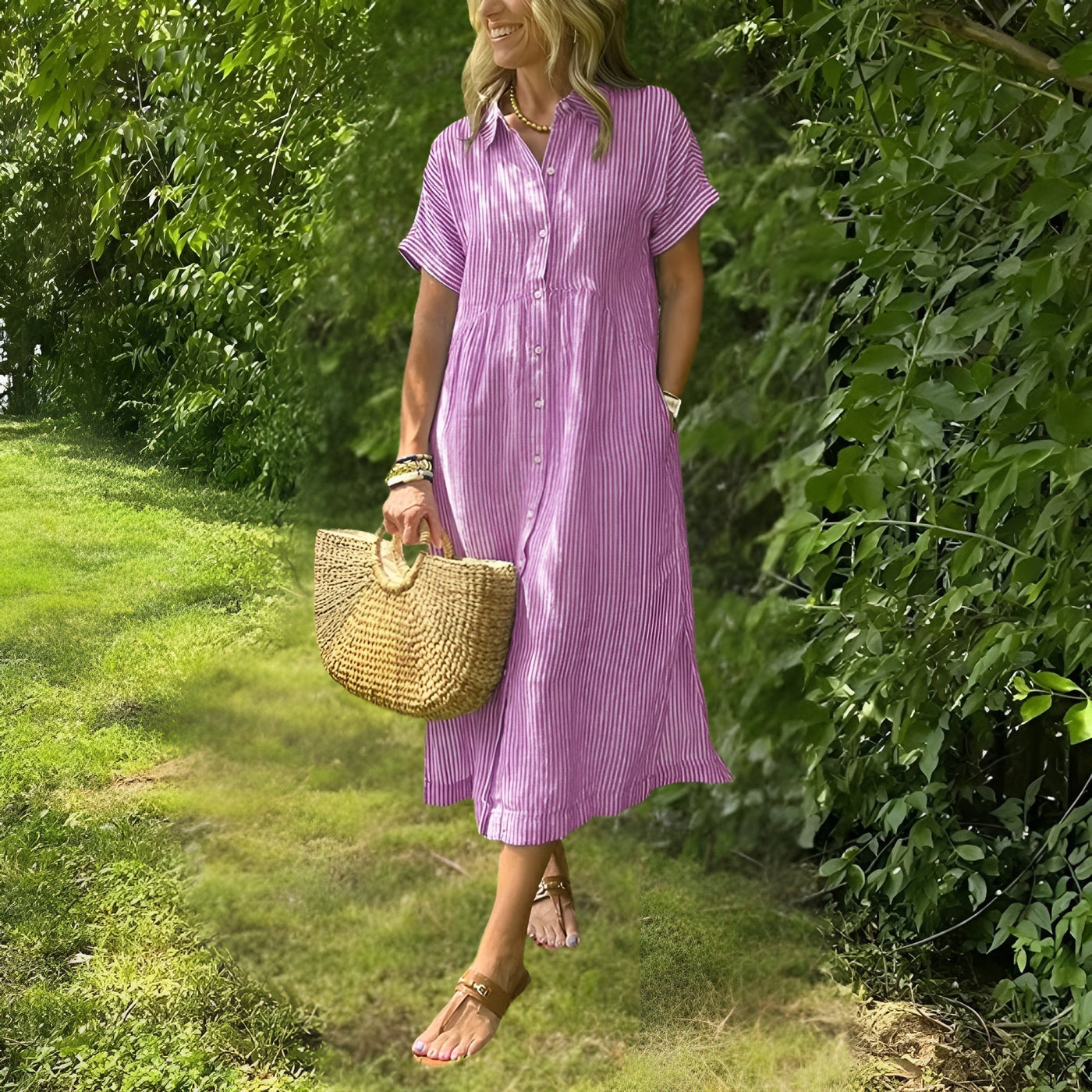Fioria | Flattering Striped Shirtdress